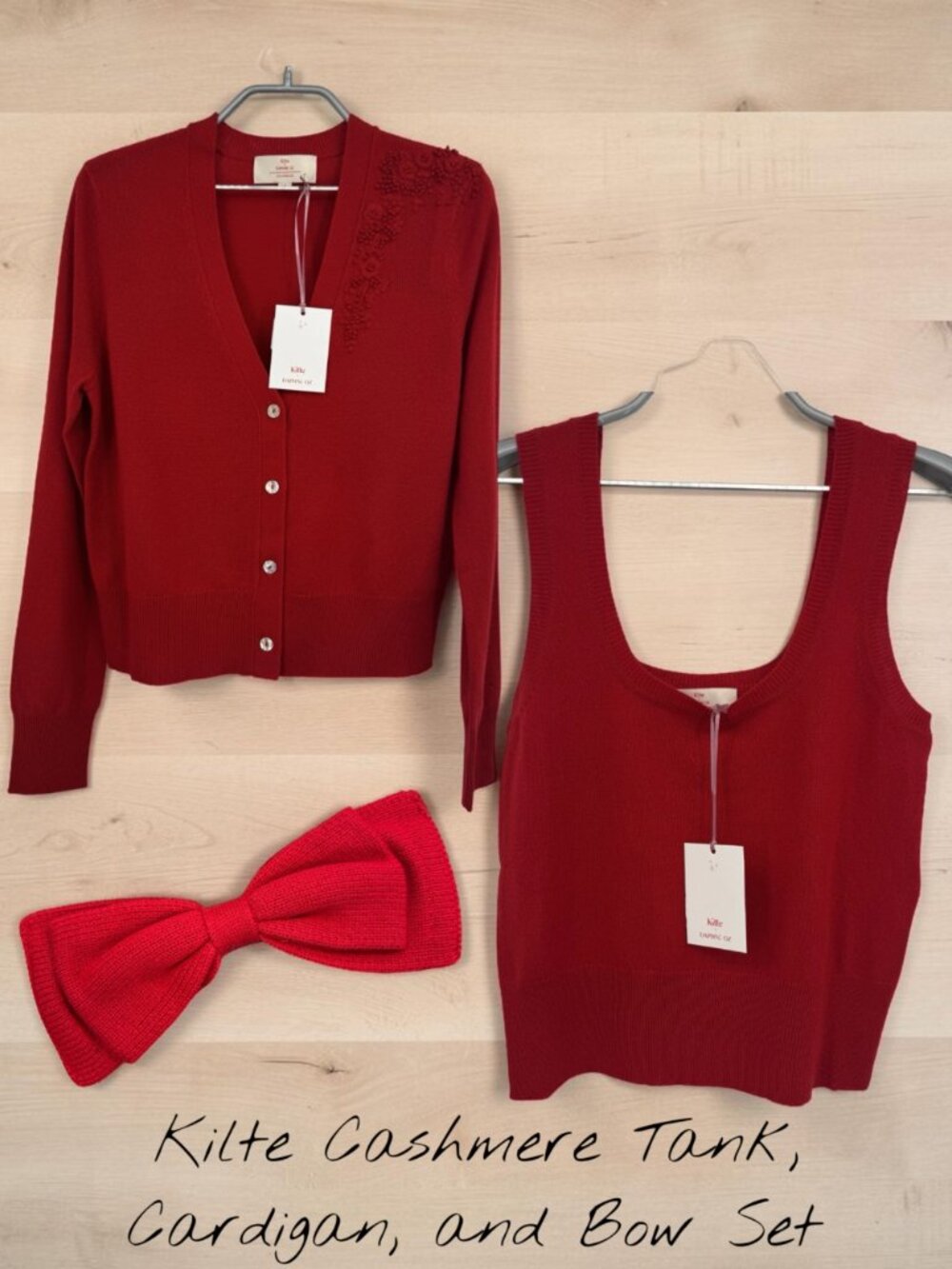 Kilte Collection Cashmere Bijou Tank and Cardigan Sweater Matching Set 1-S Small
